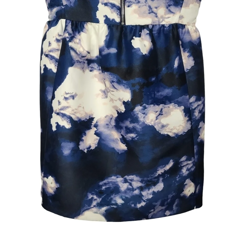 Kate Spade Joss Dusk Cloud Front Zip Sleeveless Blue White Dress 00